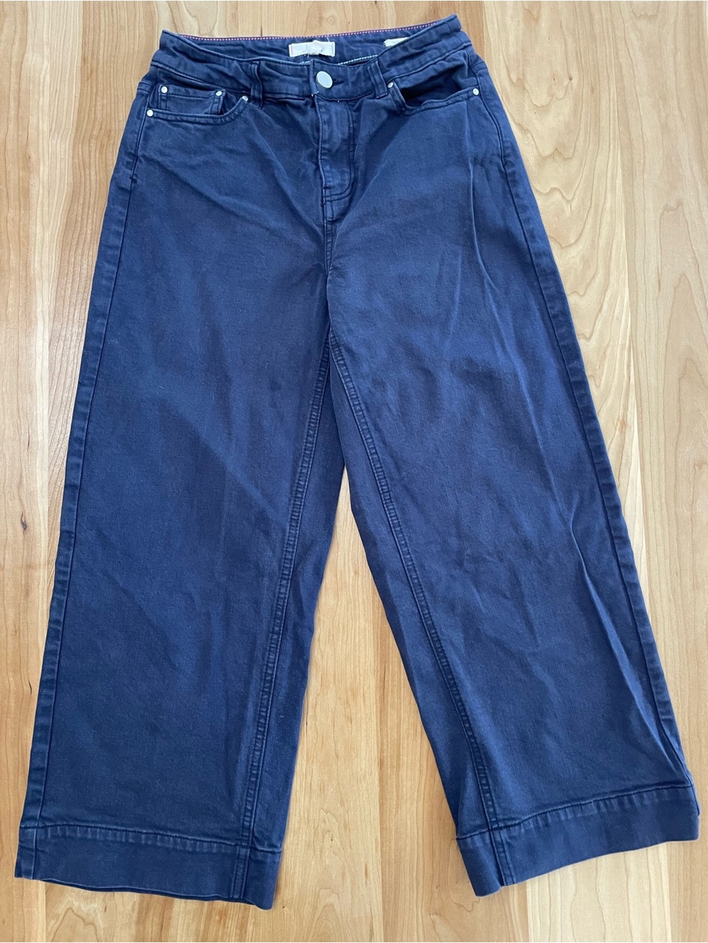 Joules Wide Leg Crop Denim Pants Dark Blue Size 4 Stretch